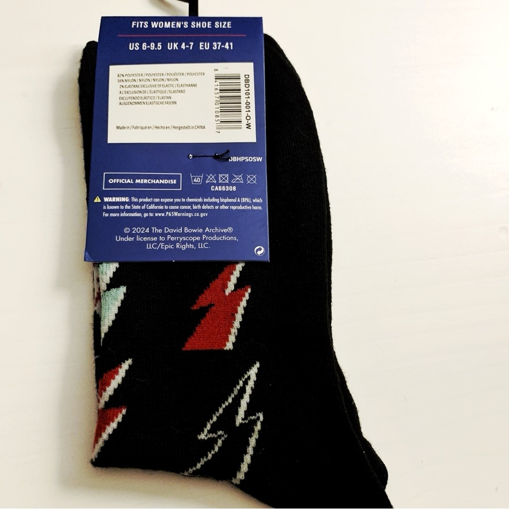 David Bowie Novelty Printed Ankle Socks OS Adult Official Band Merchandise - Picture 3 of 4